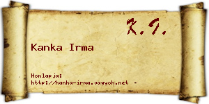 Kanka Irma névjegykártya